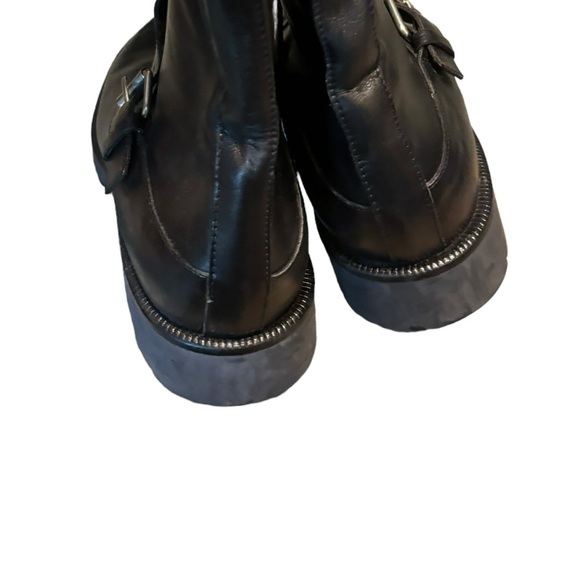 MaxMara Black Leather Buckle Combat Boots Size 41 - Picture 5 of 7